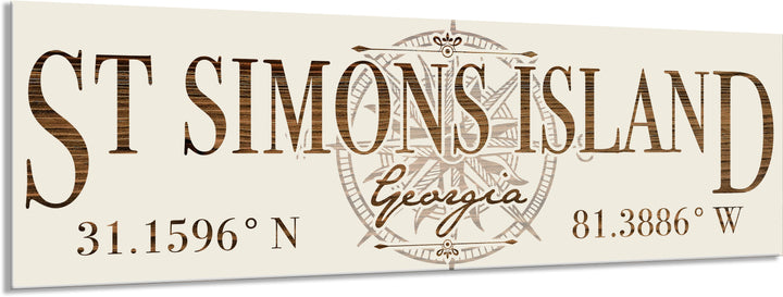FP0732 - St Simons Island, GA Compass Engraved Stick (Standard)