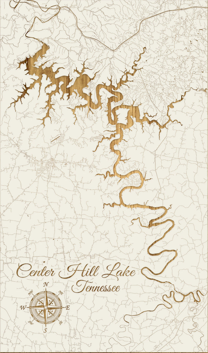 FP1589 - Center Hill Lake, TN Engraved Map (Standard)