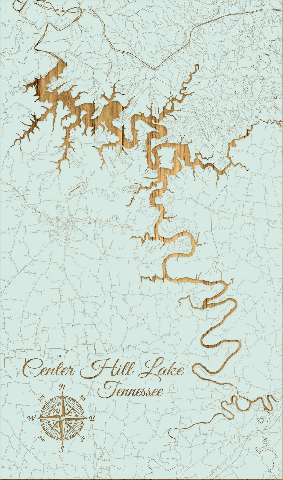FP1589 - Center Hill Lake, TN Engraved Map (Standard)