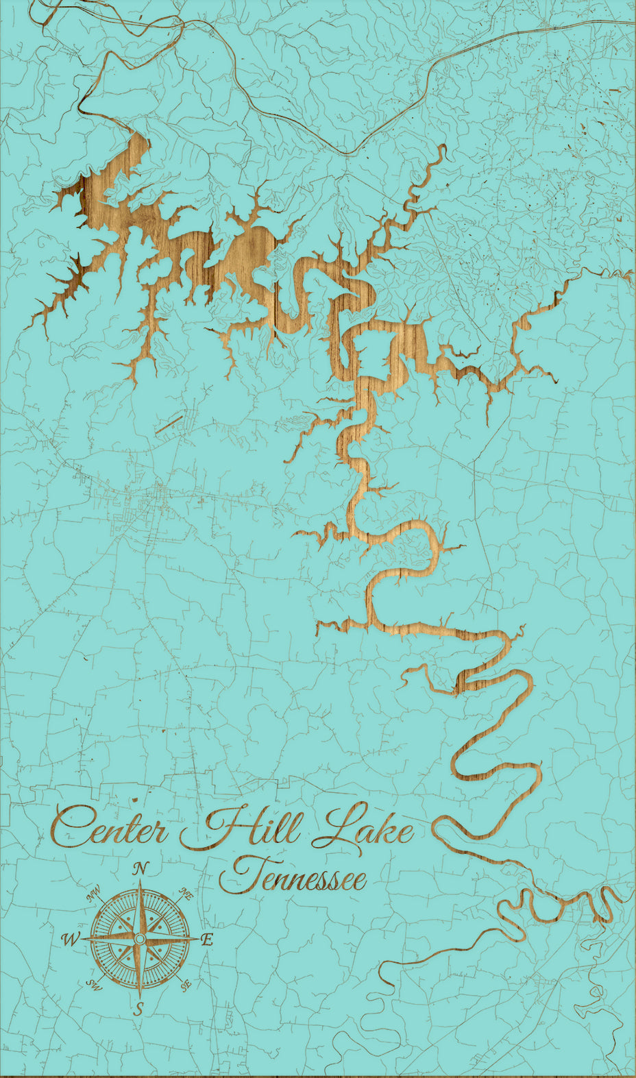FP1589 - Center Hill Lake, TN Engraved Map (Standard)