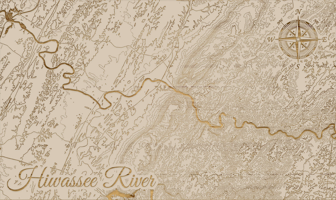 FP1860 - Hiwassee River, TN Engraved Map (Bronze)