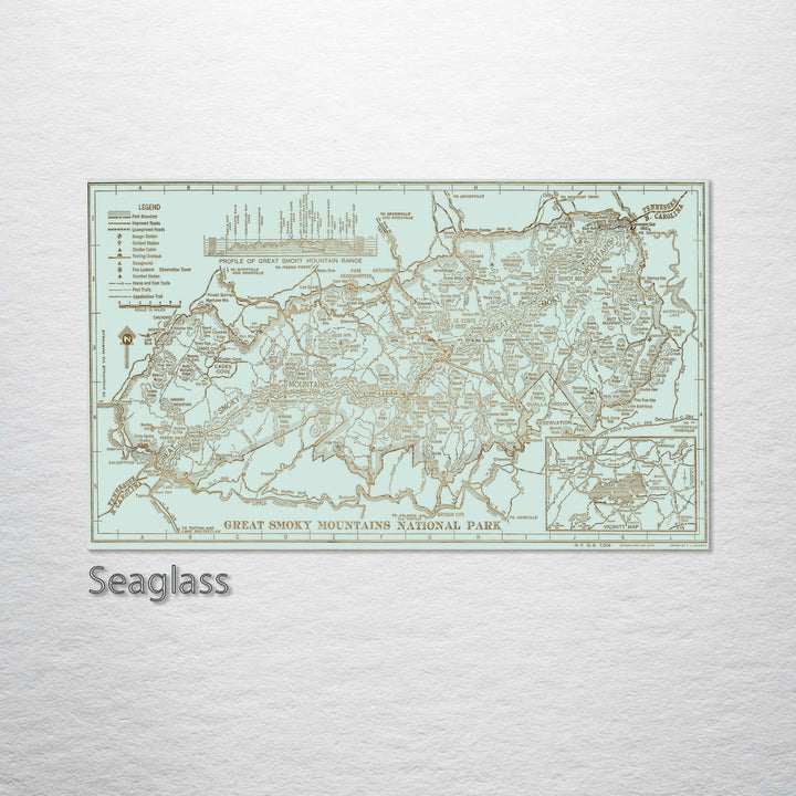 Great Smoky Mountains National Park  1941 Engraved Map (Gold)