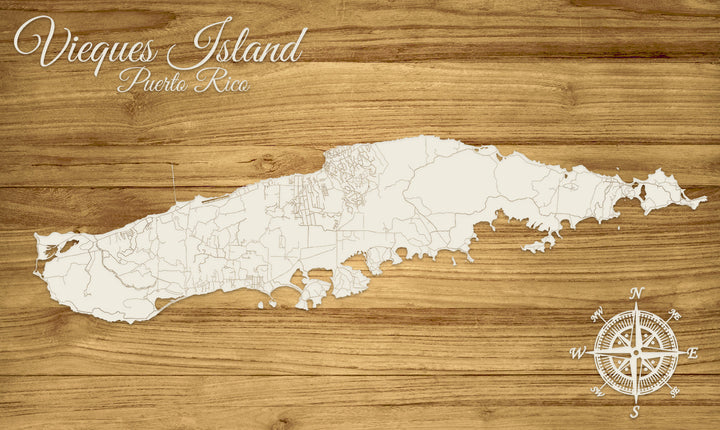 FP0881 - Vieques Island, PR Engraved Map (Standard)