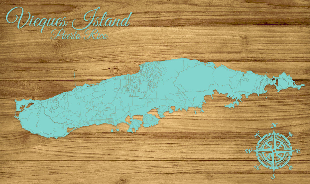 FP0881 - Vieques Island, PR Engraved Map (Standard)