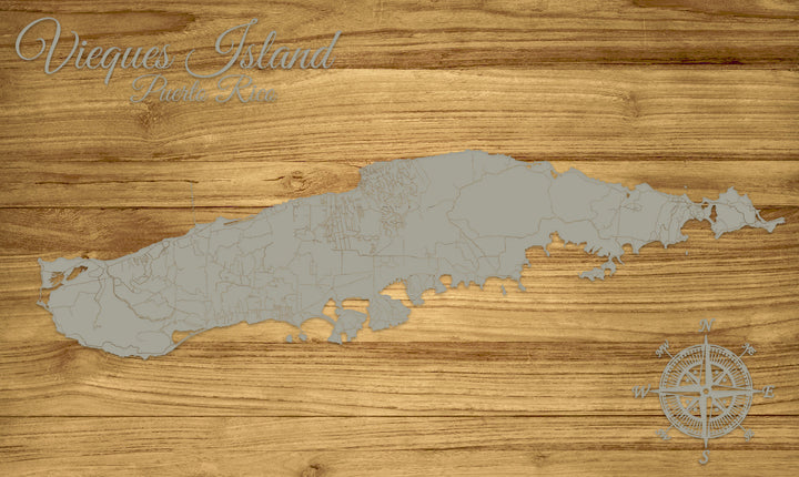 FP0881 - Vieques Island, PR Engraved Map (Standard)