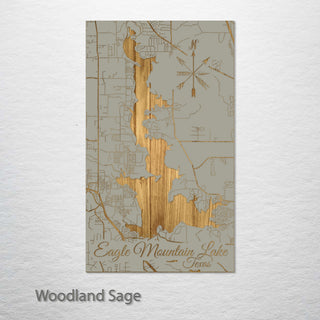 Eagle Mountain Lake, Texas Engraved Map (Standard)
