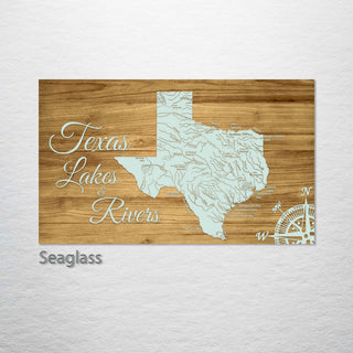 Texas Lakes & Rivers Engraved Map (Standard)