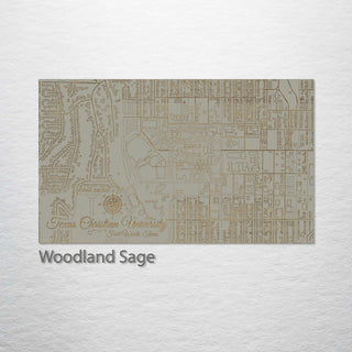 Texas Christian University Campus Engraved Map (Standard)