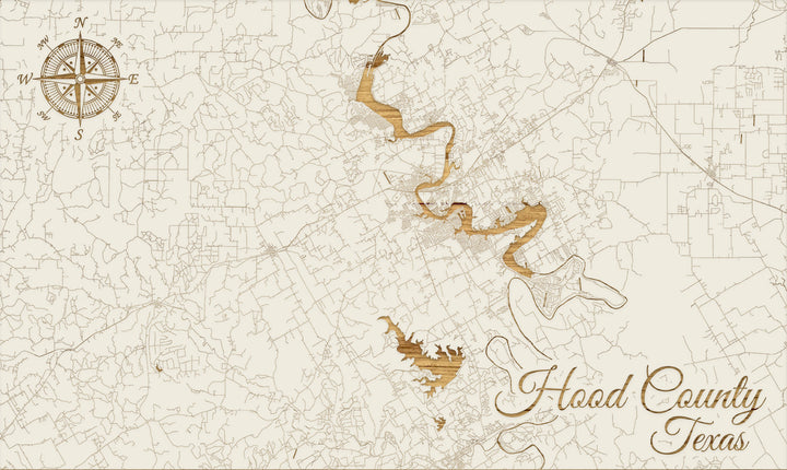 FP0701 - Hood County, TX Engraved Map (Standard)