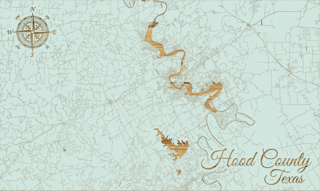 FP0701 - Hood County, TX Engraved Map (Standard)