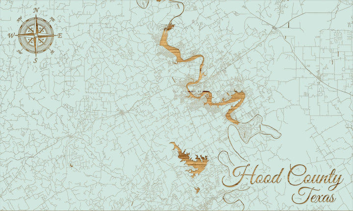 FP0701 - Hood County, TX Engraved Map (Standard)