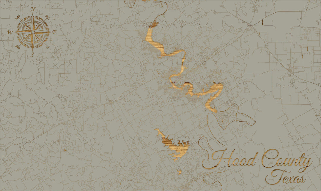 FP0701 - Hood County, TX Engraved Map (Standard)