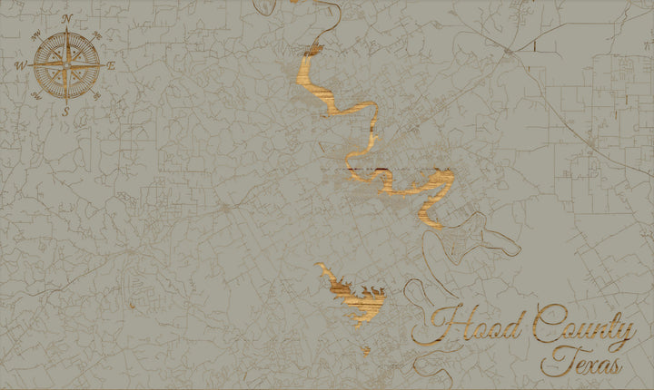 FP0701 - Hood County, TX Engraved Map (Standard)