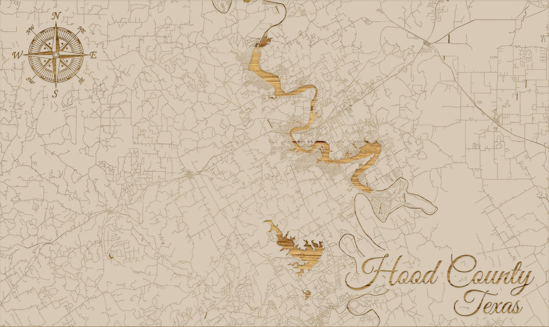 FP0701 - Hood County, TX Engraved Map (Standard)