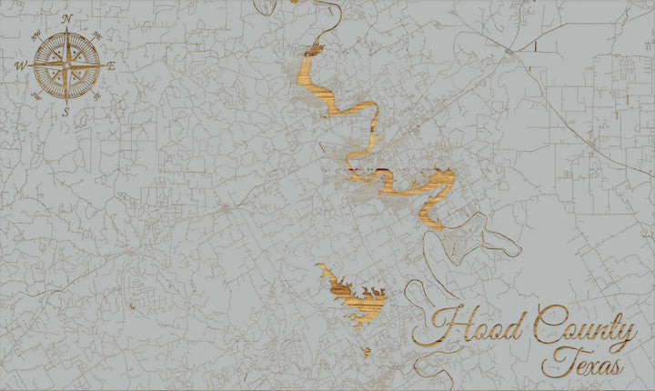 FP0701 - Hood County, TX Engraved Map (Standard)