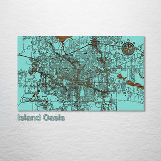 Tallahassee, Florida Engraved Street Map (Silver)