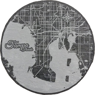 Tampa, Florida Round Slate Coaster