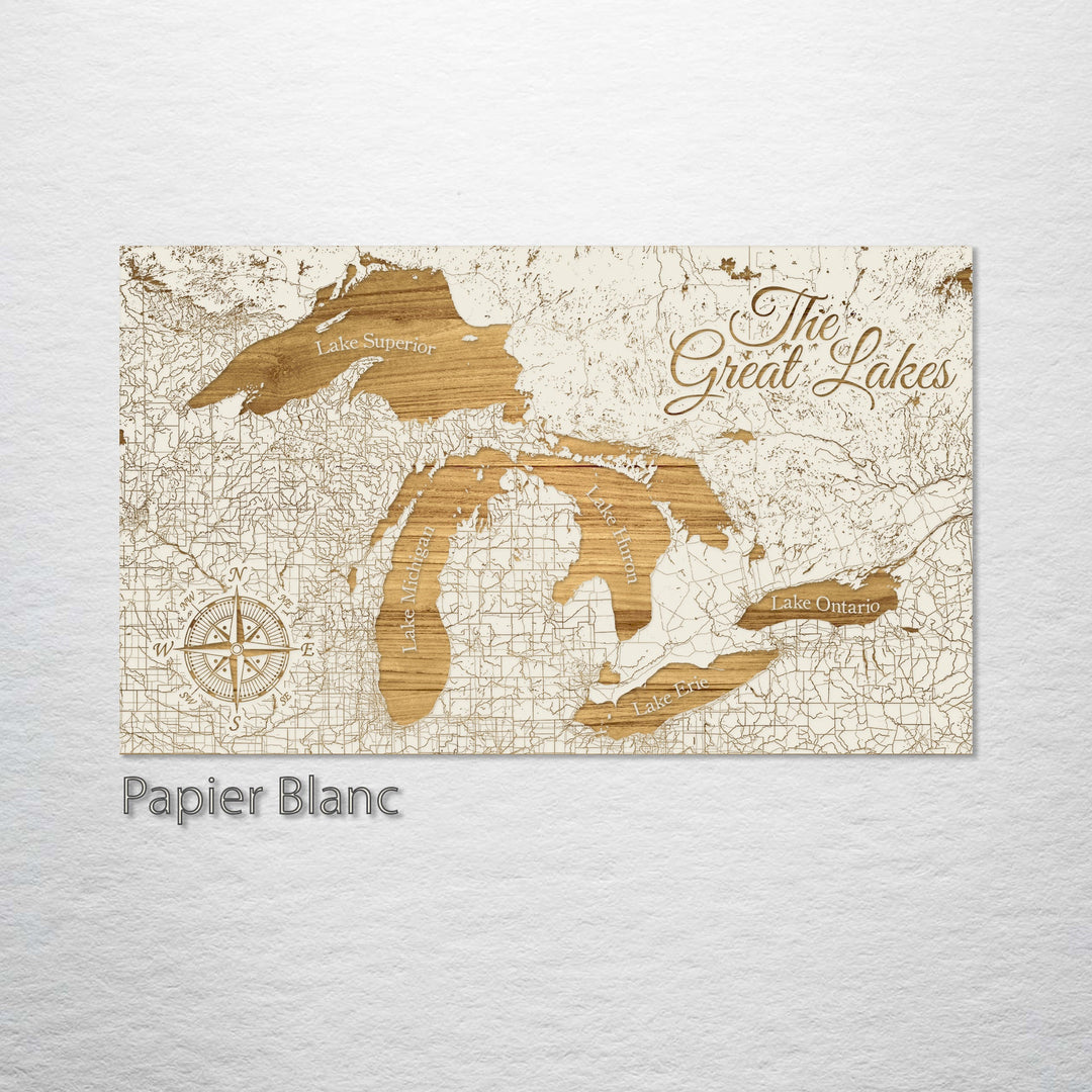 Great Lakes Engraved Map (Gold)