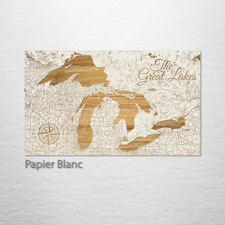 Great Lakes Engraved Map (Gold)
