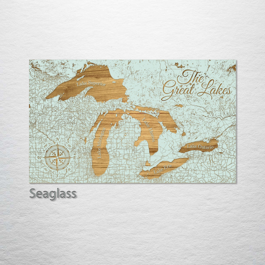 Great Lakes Engraved Map (Gold)