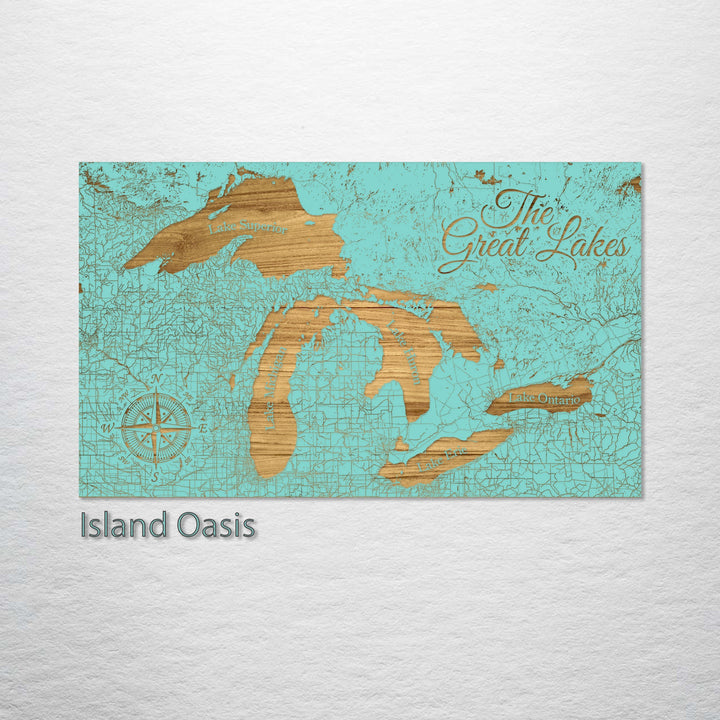 Great Lakes Engraved Map (Gold)
