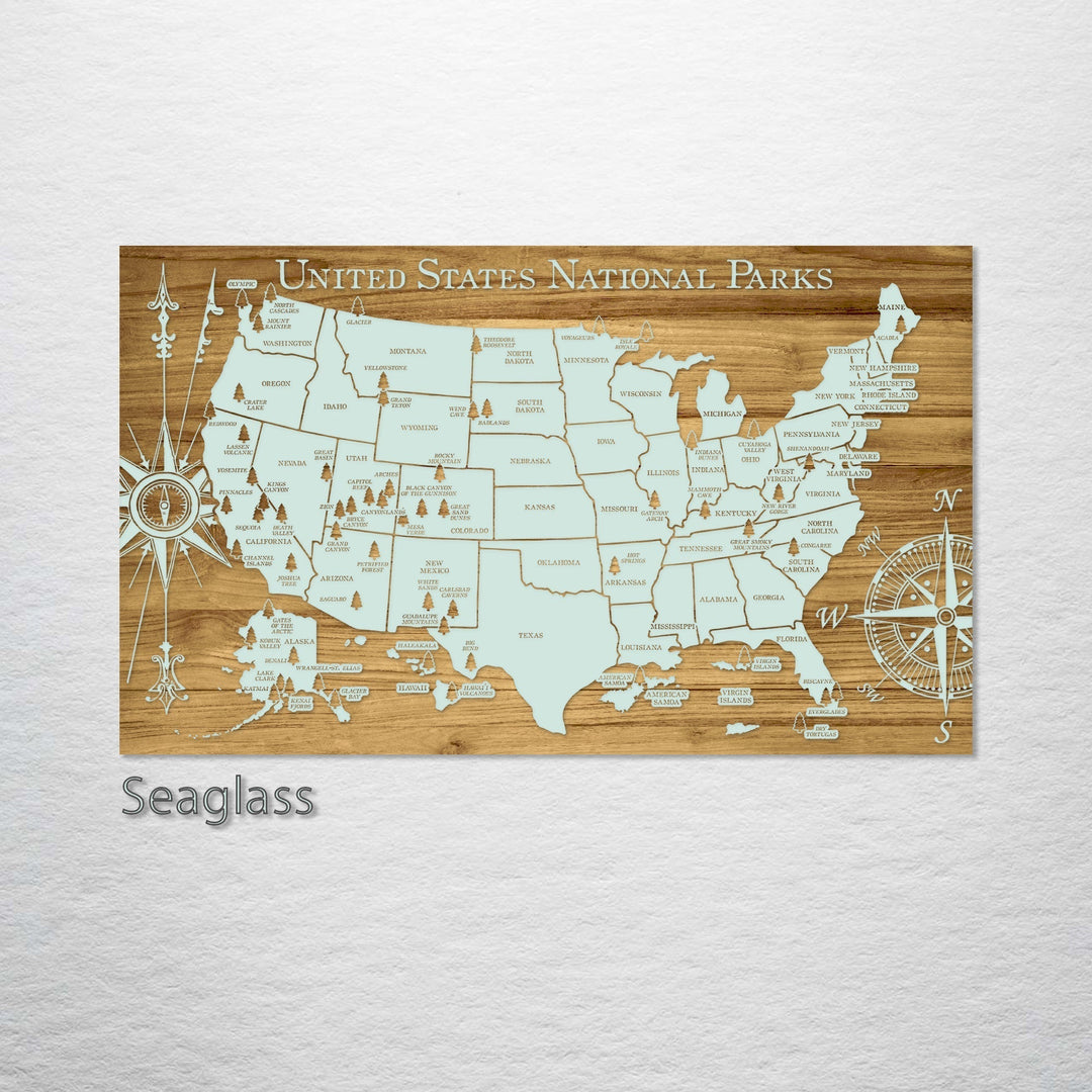 United States National Parks Engraved Map (Gold)