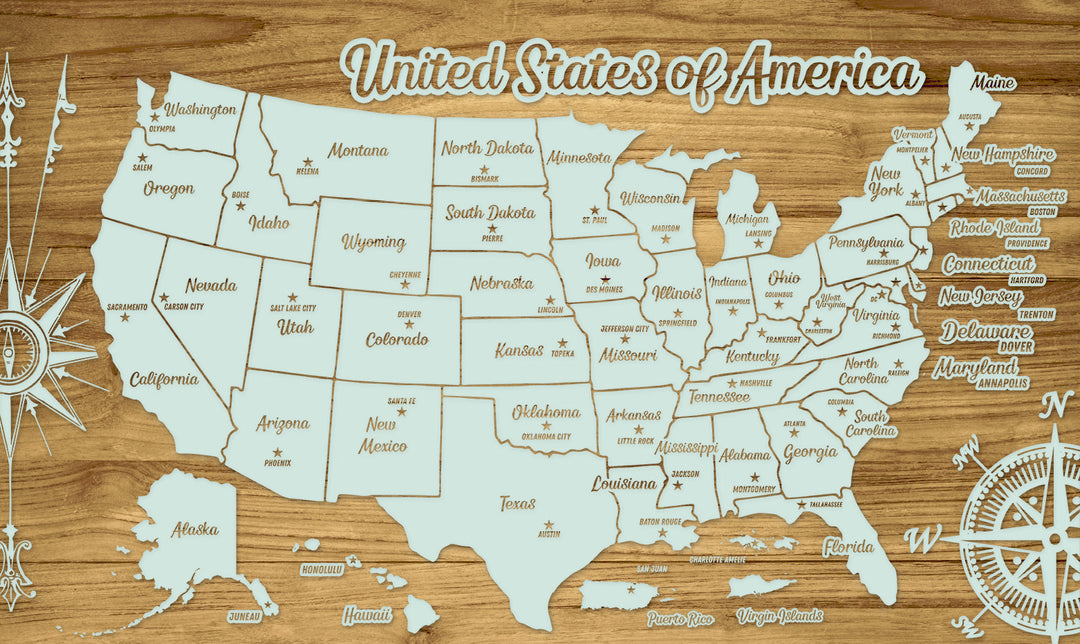 FP0592 - GG US Engraved Map (Gold)