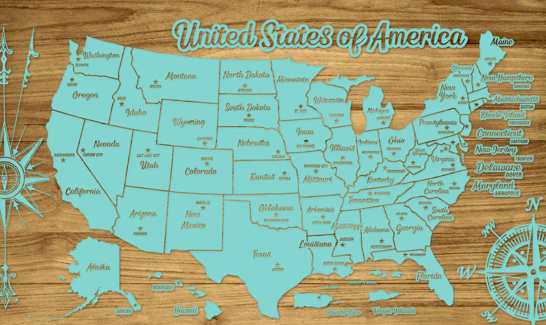 FP0592 - GG US Engraved Map (Gold)