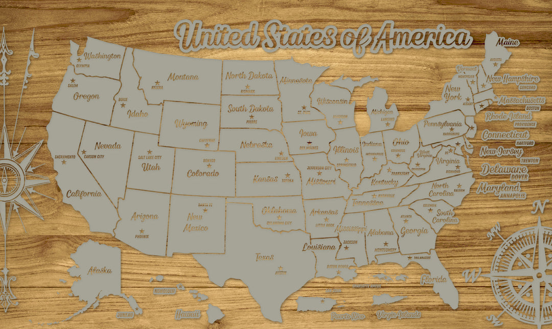 FP0592 - GG US Engraved Map (Gold)