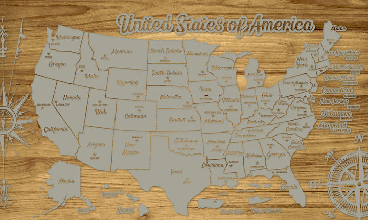 FP0592 - GG US Engraved Map (Gold)