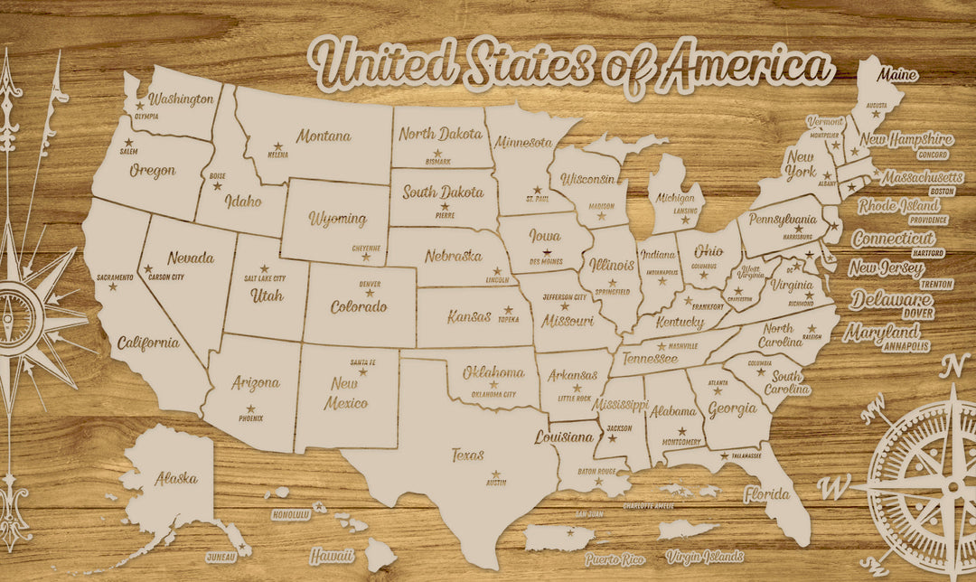 FP0592 - GG US Engraved Map (Gold)