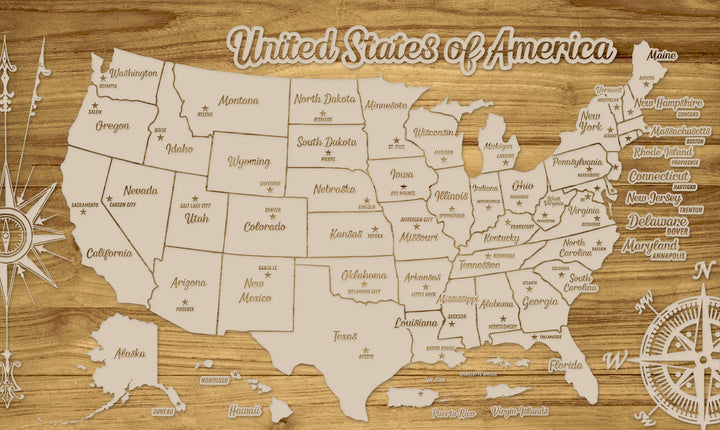 FP0592 - GG US Engraved Map (Gold)