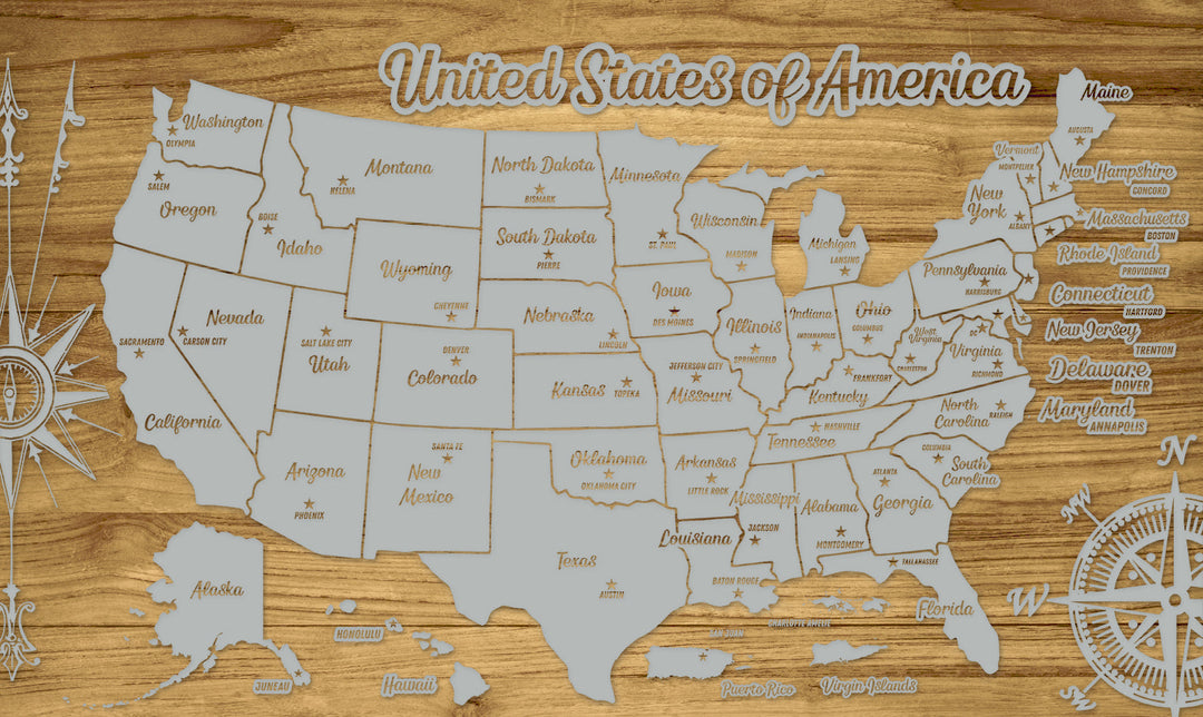 FP0592 - GG US Engraved Map (Gold)