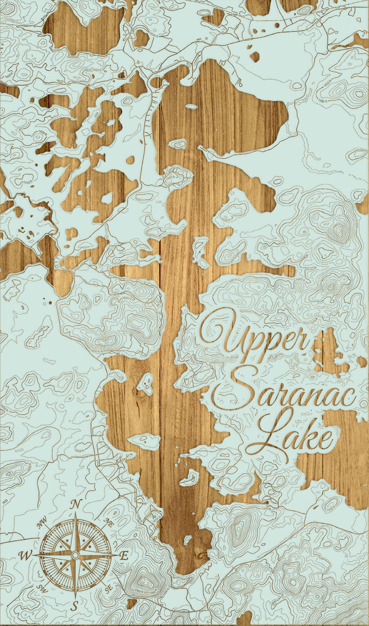 FP1112 - Upper Saranac Lake, NY Engraved Map (Silver)