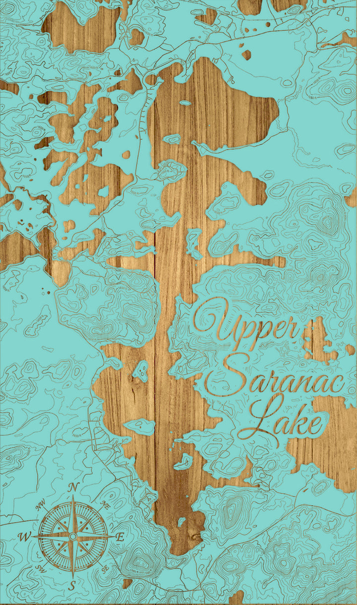 FP1112 - Upper Saranac Lake, NY Engraved Map (Silver)