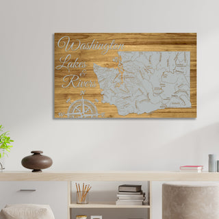 Washington Lakes & Rivers Engraved Map (Standard)