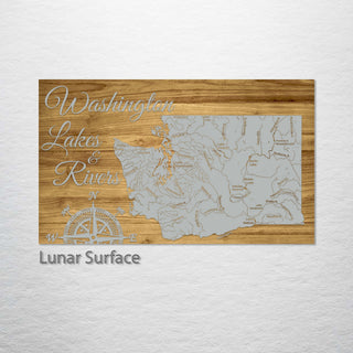 Washington Lakes & Rivers Engraved Map (Standard)