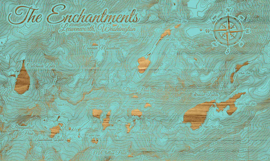 FP0992 - The Enchantments, WA Engraved Map (Standard)