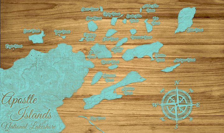 FP0764 - Extended Apostle Islands Engraved Map (Standard)
