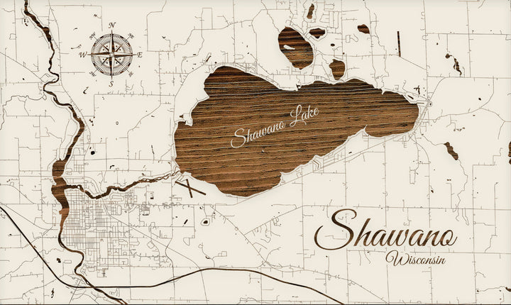 FP0452 - Shawano Lake, WI Engraved Map - (Standard)