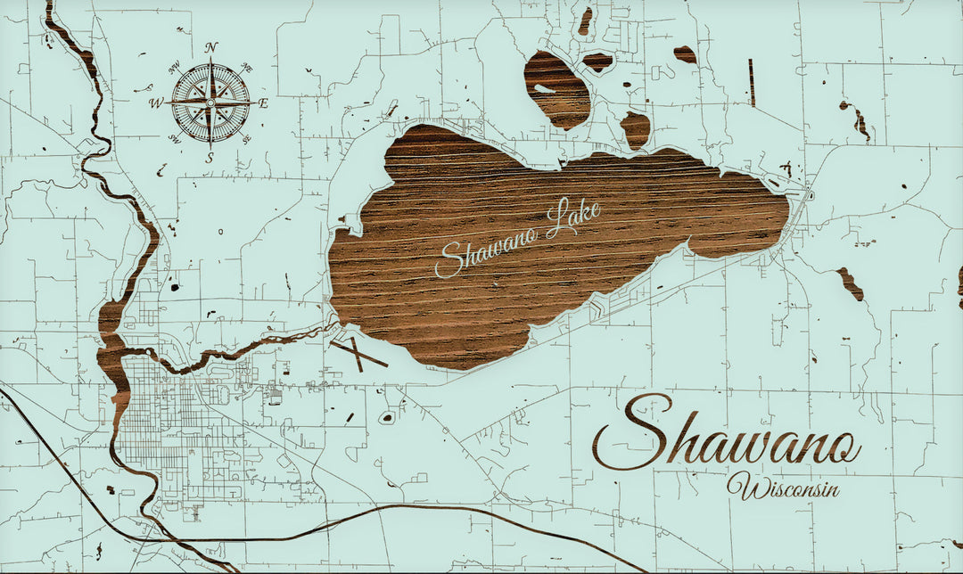 FP0452 - Shawano Lake, WI Engraved Map - (Standard)