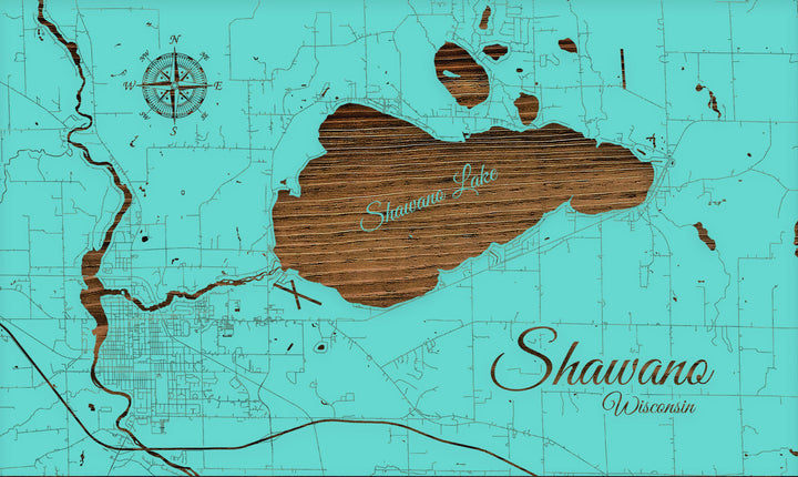 FP0452 - Shawano Lake, WI Engraved Map - (Standard)