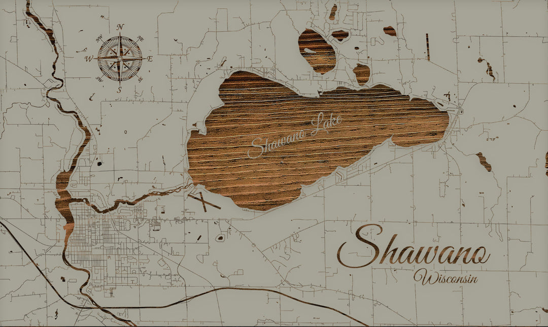FP0452 - Shawano Lake, WI Engraved Map - (Standard)