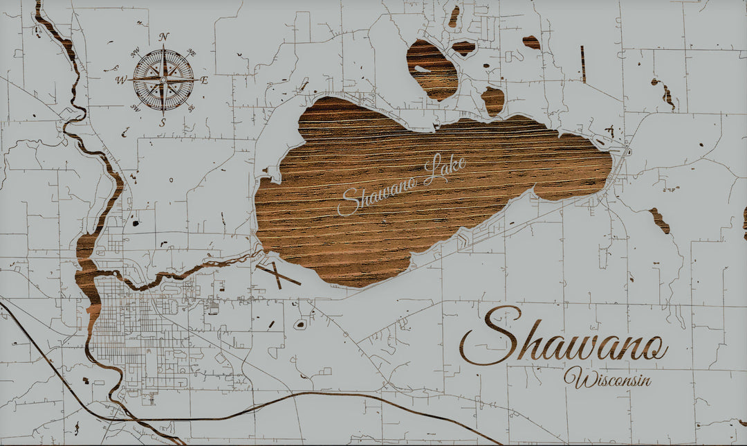FP0452 - Shawano Lake, WI Engraved Map - (Standard)