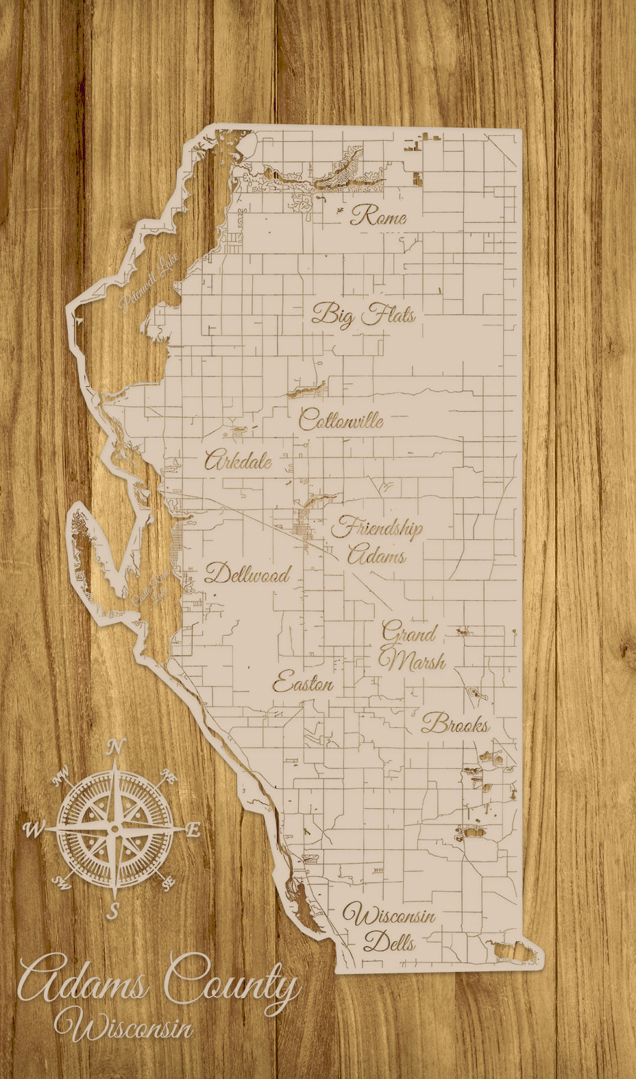 FP0048 - Adams County, WI Engraved Map (Standard)