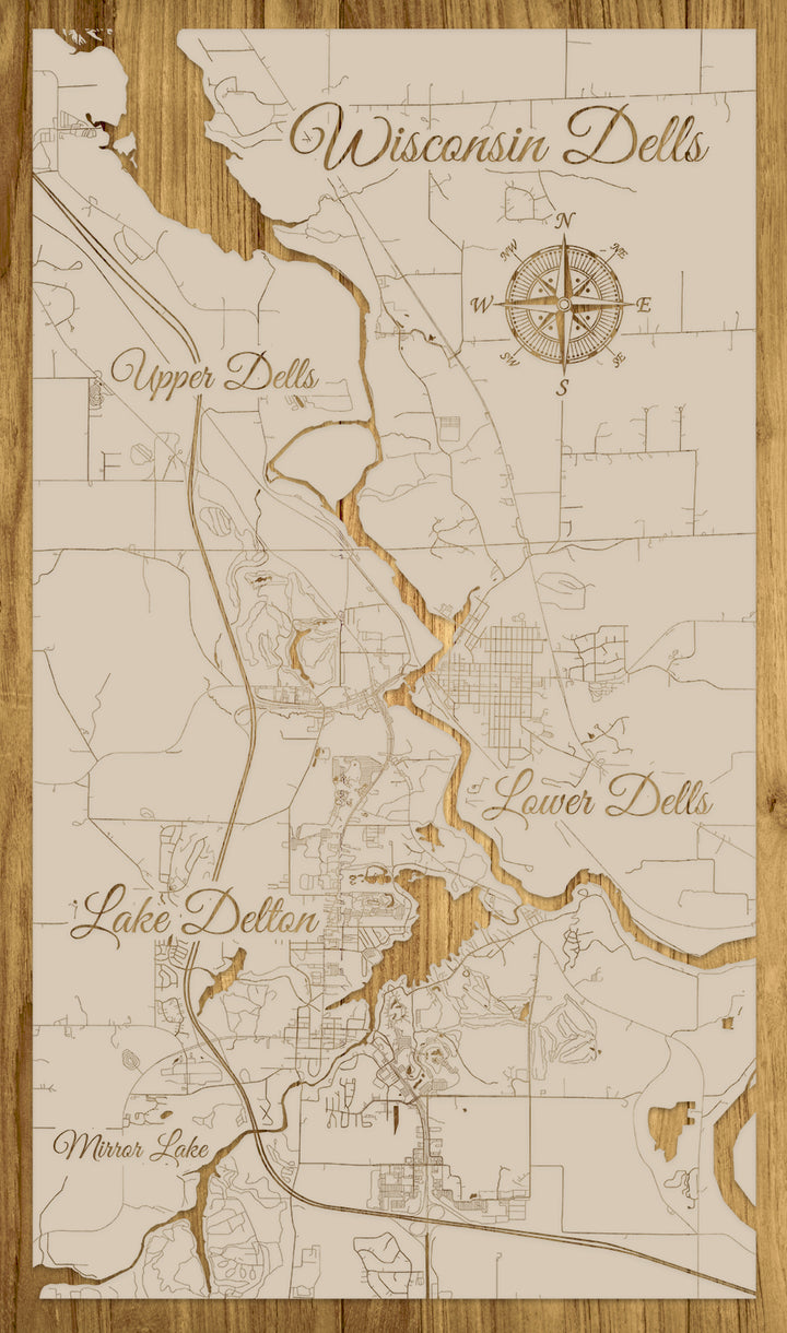 FP1618 - Wisconsin Dells, WI Engraved Map (Standard)