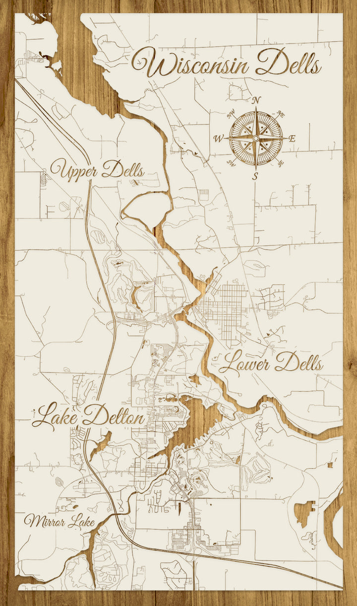 FP1618 - Wisconsin Dells, WI Engraved Map (Standard)
