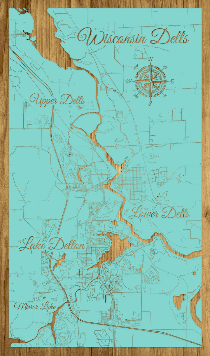 FP1618 - Wisconsin Dells, WI Engraved Map (Standard)