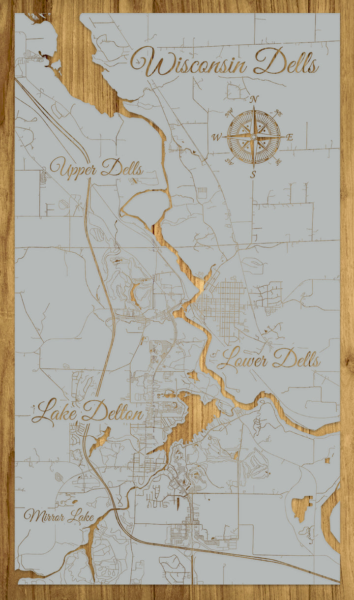 FP1618 - Wisconsin Dells, WI Engraved Map (Standard)