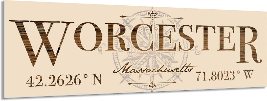 FP1039 - Worcester, MA Stick w/ Compass Engraved Stick (Standard)